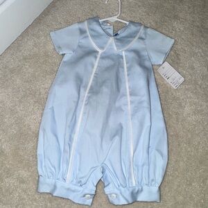Light Blue Baby Romper with White Trim